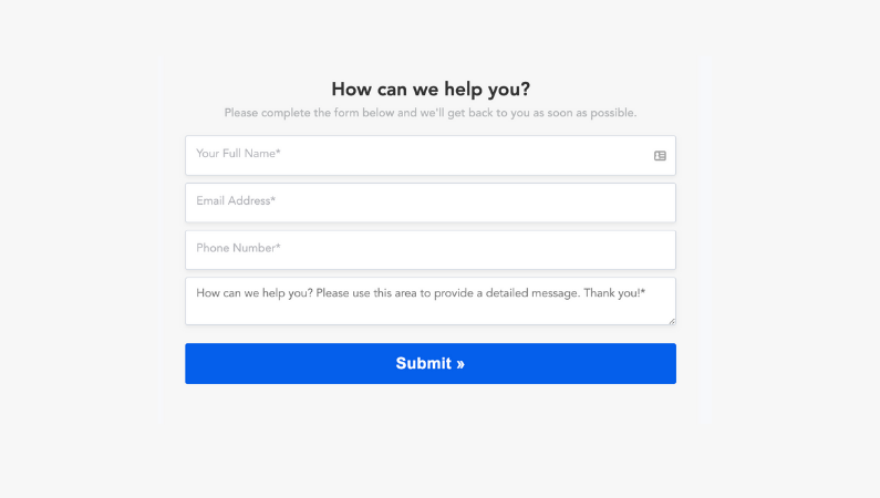 Basic Contact Form Template - Embedded