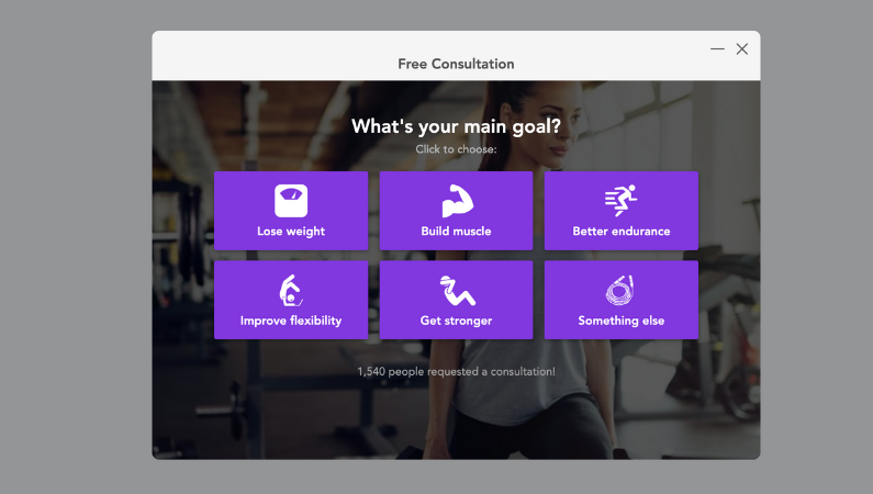 Fitness Popup With Icons